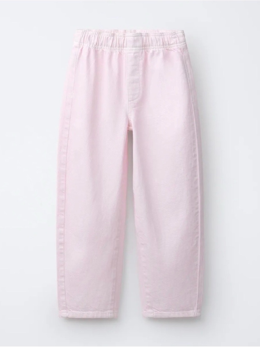 Zara Light Pink Elastic Waist Barrel Cropped Wide Leg Jogger Pants Minimalist